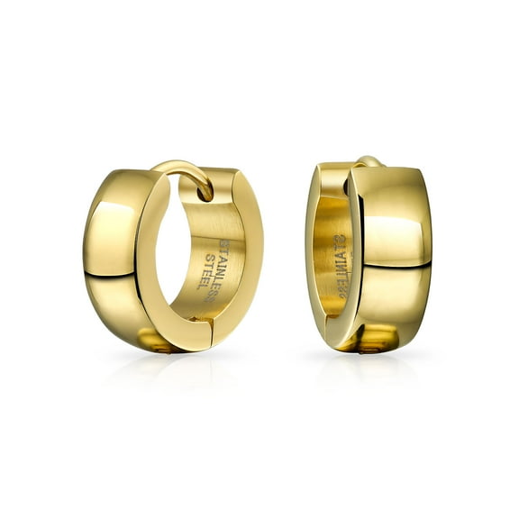 Bling Jewelry Unisex Basic Polished Gold Plated Huggie Hoop Earring Stainless