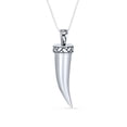 thumbnail image 1 of Bling Jewelry Unisex Italian Horn Pendant Necklace Sterling Silver with Chain Protection Amulet, 1 of 5