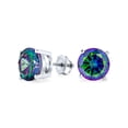 thumbnail image 1 of Bling Jewelry Unisex Round Black Mystic Rainbow CZ Stud Earrings Sterling Silver Screw Back 5-9 MM, 1 of 5