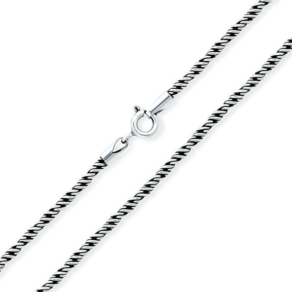 Bling Jewelry Unisex Strong Oxidized Sterling Silver Bali Twist Chain Necklace for Men Italy Made
