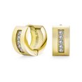 thumbnail image 1 of Bling Jewelry Unisex Unisex Channel Set CZ Hoop Earrings 3 Row Silver Gold Black K-pop Style, 1 of 4