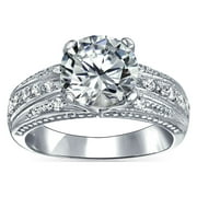 Bling Jewelry Vintage Style 3CT Round Brilliant Cut AAA CZ Solitaire Engagement Ring