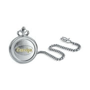 Bling Jewelry Vintage Style Skeleton Mens Word Grandpa Pocket Watch With Chain