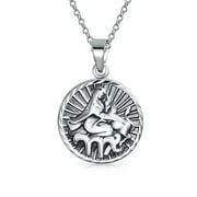 Bling Jewelry Virgo Zodiac Round Medallion Pendant Necklace .925 Sterling Silver