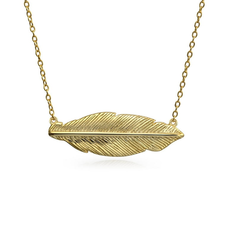Sideways Feather Necklace Gold-plated Sterling Silver Cubic Zirconia Adjustable Sideways Feather Necklace Gold-plated Sterling Silver Cubic Zirconia Adjustable
