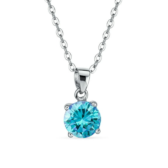 Bling Jewelry Womens 1.5CTW CZ Birthstone Pendant Necklace in Sterling Silver