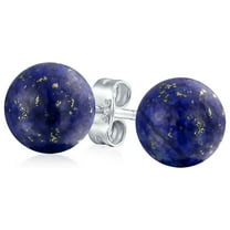 Bling Jewelry Womens 10MM Natural Gemstone Drop Ball Earrings Sterling Silver