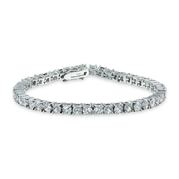 Bling Jewelry Womens 12CTW Solitaire Round CZ Tennis Bracelet Silver Plated