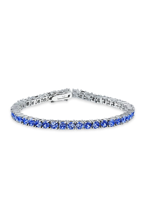 Womens 12CTW Solitaire Round CZ Tennis Bracelet Silver Plated