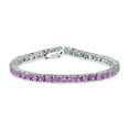 thumbnail image 1 of Bling Jewelry Womens 12 CTW Prong Set Cubic Zirconia CZ Purple Tennis Bracelet 7.5 Inch Silver Plated, 1 of 7
