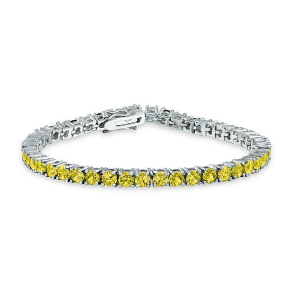 Bling Jewelry Womens 12CTW Solitaire Round CZ Tennis Bracelet Silver Plated