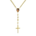 thumbnail image 1 of Bling Jewelry Womens 18K Gold Plated Rosary Beads Necklace Sacred Heart Crucifix, 1 of 4
