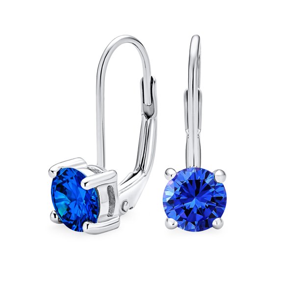 Bling Jewelry Womens 1CT Blue CZ Leverback Drop Earrings Simulated Sapphire in .925 Sterling Silver
