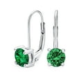 thumbnail image 1 of Bling Jewelry Womens 1CT Green Solitaire Round Brilliant Cut CZ Leverback Earrings Simulated Emerald, 1 of 7