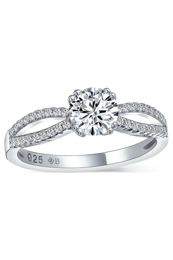 Womens 1CT Round Brilliant Cut CZ Engagement Ring Infinity Band