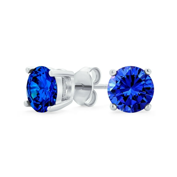 Bling Jewelry Womens 1Ct Round CZ Stud Earrings Sterling Silver 7MM Birth Month