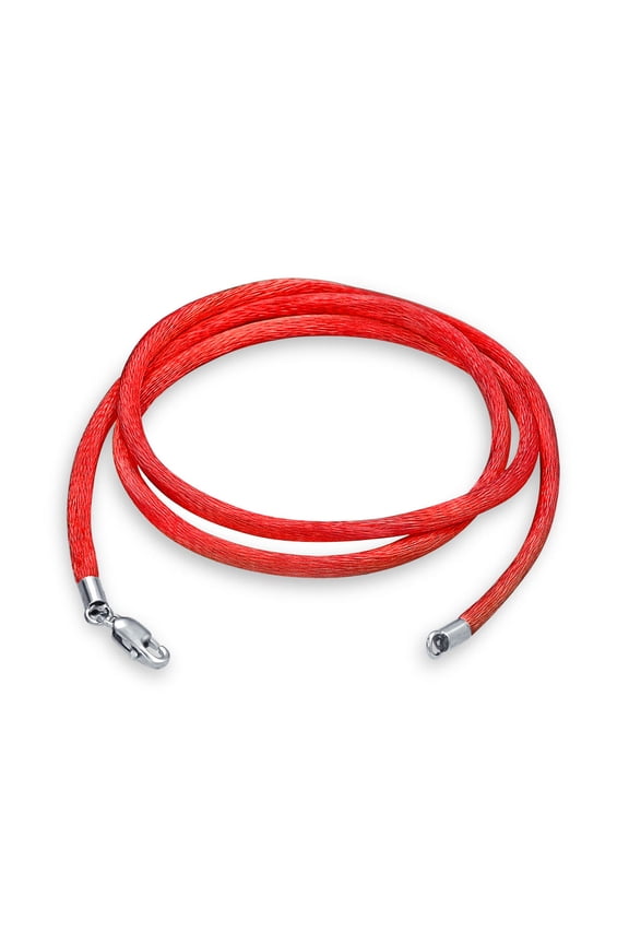 Womens 1MM Satin Silk Chain Necklace with Silver Lobster Clasp Cord