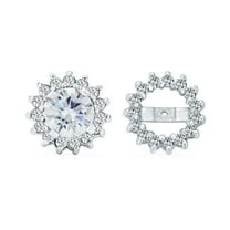 Bling Jewelry Womens 2 In 1 CZ Earring Jacket Crown Halo & Solitaire Studs Silver