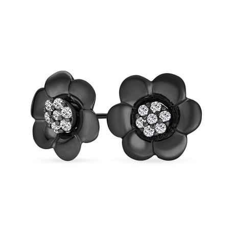 Bling Jewelry Womens 2 In 1 Removable Jackets CZ Stud Earrings with Petal Flower Rose Gold Silver