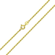 Bling Jewelry Womens Classic Strong 2MM Gold .925 Sterling Silver Cable Rope Chain Necklace 20"