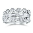 thumbnail image 1 of Bling Jewelry Womens Stackable Eternity Band Ring Set 3PC CZ Baguette Marquise Round .925 Sterling Silver, 1 of 6