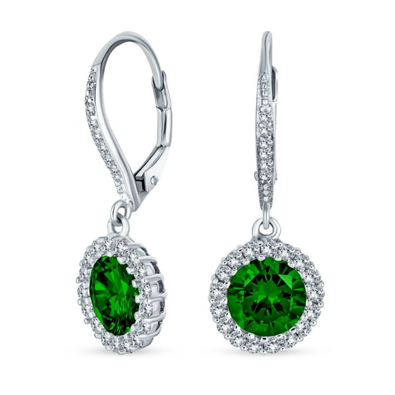 Bling Jewelry Womens 3CT Halo Solitaire CZ Dangle Chandelier Earrings Sterling Silver Birthstone