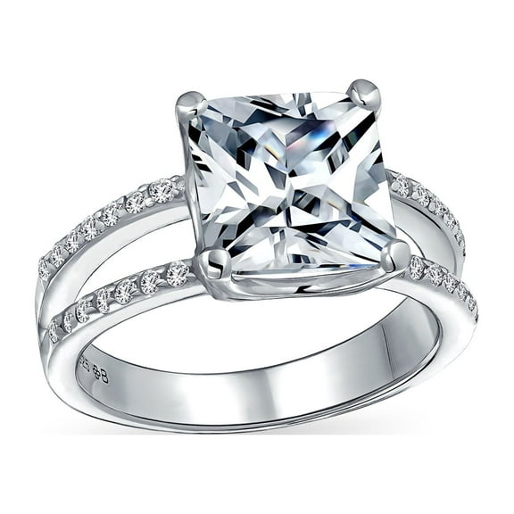 Bling Jewelry Womens 3CT Princess Cut CZ Engagement Ring with Split Pave Shank