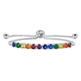 thumbnail image 1 of Bling Jewelry Womens 3CTW CZ Rainbow Bolo Style Tennis Bracelet Rhodium Plated, 1 of 4