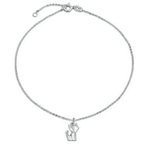 Bling Jewelry Womens 3D  Cat Anklet Sterling Silver Ankle Bracelet