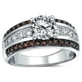 thumbnail image 1 of Bling Jewelry Womens 3ct CZ Two Tone Brown Solitaire Engagement Ring Pave Band, 1 of 6