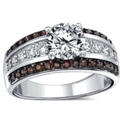 Bling Jewelry Womens 3CT CZ Solitaire Engagement Ring 2-Tone Clear & Brown Band Silver Plated