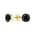 thumbnail image 1 of Bling Jewelry Womens .75CT Black CZ Stud Earrings Screwback Gold Plated Sterling Silver, 1 of 5