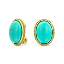Bling Jewelry Womens 7CT Oval Cabochon Gemstones 18K Gold Plated Clip-On Earrings