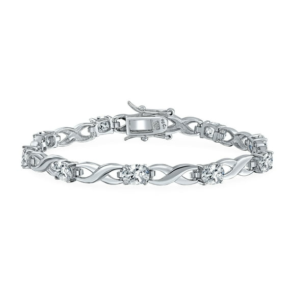 Bling Jewelry Womens Forever Love Symbol Infinity Tennis Bracelet 9CT Oval Sparkling Cubic Zirconia CZ Silver