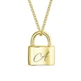thumbnail image 1 of Bling Jewelry Womens A Script Initial Monogram Lock Pendant Necklace Gold 16 Inch, 1 of 4