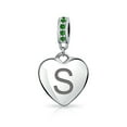 thumbnail image 1 of Bling Jewelry Womens A-Z Monogram Green Crystal Initial Heart Dangle Bead Charm, 1 of 4