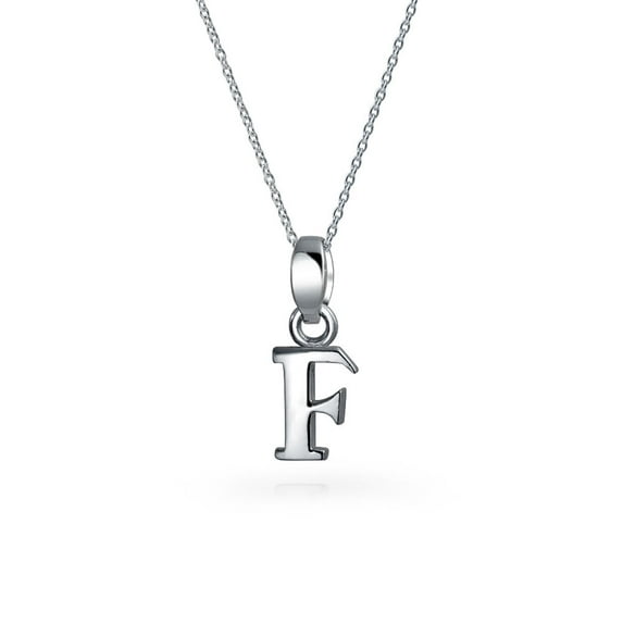 Bling Jewelry Womens ABC Block Letter Initial Pendant Necklace Silver Alphabet