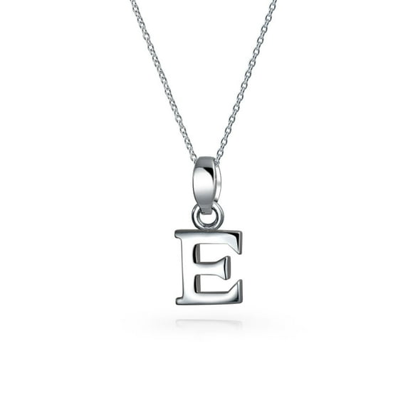 Bling Jewelry Womens ABC Block Letter Initial Pendant Necklace in Sterling Silver A-Z Alphabet