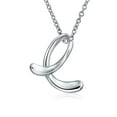 thumbnail image 1 of Bling Jewelry Womens E Script Letter Initial Pendant Necklace Silver 18 Inch, 1 of 6
