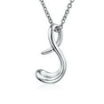 thumbnail image 1 of Bling Jewelry Womens S Script Letter Initial Pendant Necklace Silver 18 Inch, 1 of 6