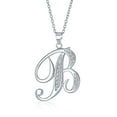 thumbnail image 1 of Bling Jewelry Womens Pave CZ Script Alphabet Initial B Pendant Necklace .925 Sterling Silver, 1 of 6