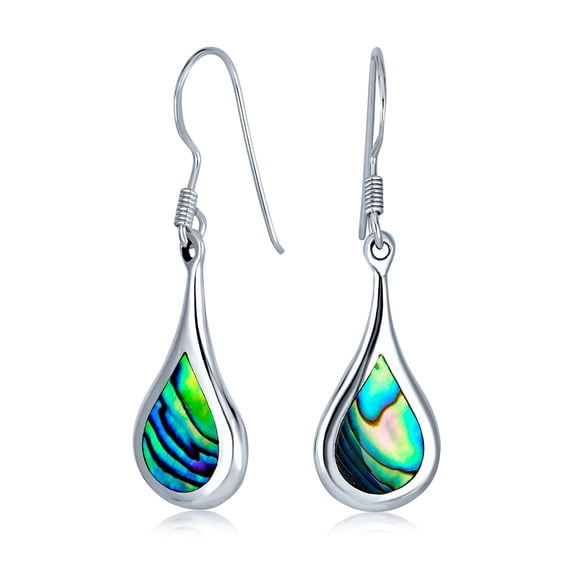 Bling Jewelry Womens Abalone Shell Teardrop Dangle Earrings with Iridescent Inlay
