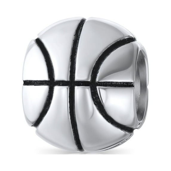 Bling Jewelry Womens Sports Basketball Charm Bead Sterling Silver