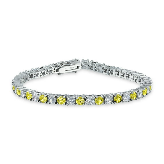 Bling Jewelry Womens Round CZ 12CT 4 Prong Basket Set Tennis Bracelet Silver