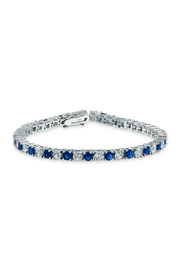 Womens Classic 2 Color Alternating Cubic Zirconia 12CT CZ Tennis Bracelet Silver Plated