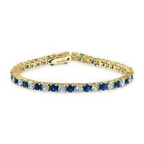 Bling Jewelry Womens Alternating Stones Clear Blue CZ Tennis Bracelet 12CT Gold Plated 7.5 Inch