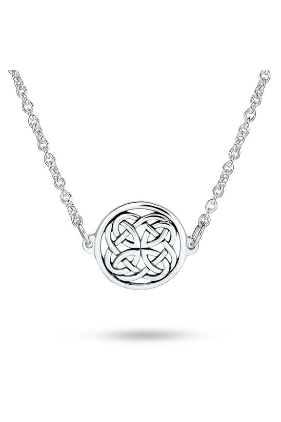 Womens Ancient Celtic Love Knot Pendant Necklace Round Disc