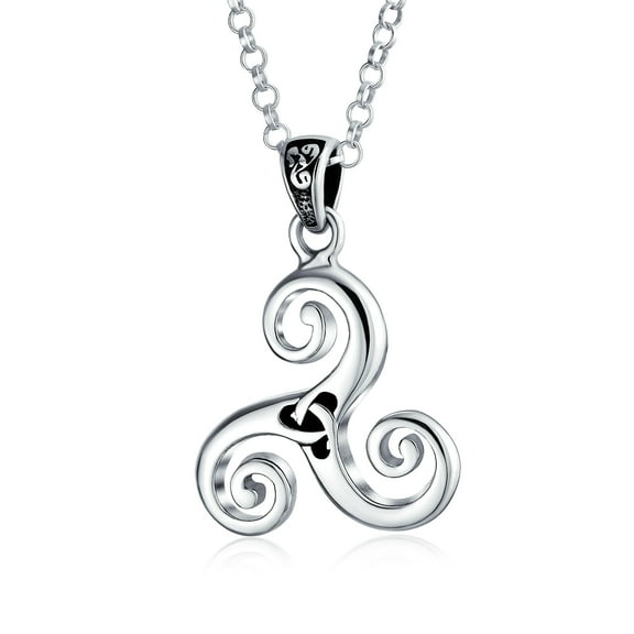 Bling Jewelry Womens Ancient Celtic Spiral Trinity Knot Necklace Oxidized Silver