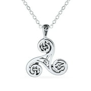 Bling Jewelry Womens Shape Trinity Spiral Knot Triskele Pendant Necklace .925 Sterling Silver