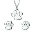 thumbnail image 1 of Bling Jewelry Womens Animal Dog Cat Paw Print Pendant Necklace & Stud Earrings Set Sterling Silver, 1 of 6